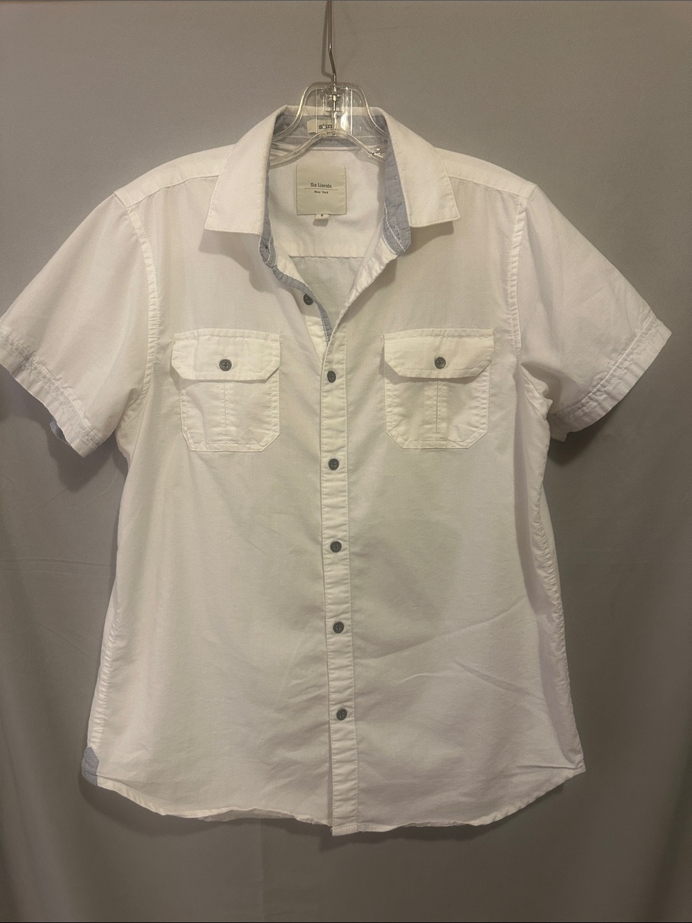 Casual White Short-Sleeve Button-Up Blouse